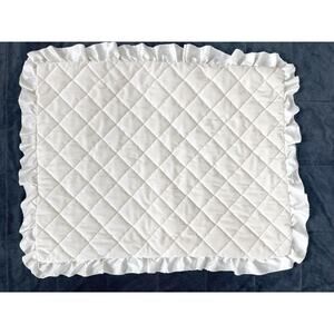 Madison Park Pillow Sham Ivory Quilted Velvet Ruffle Edge Bedding Cream